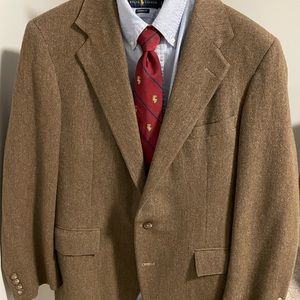 Brown Herringbone Polo Blazer 40r